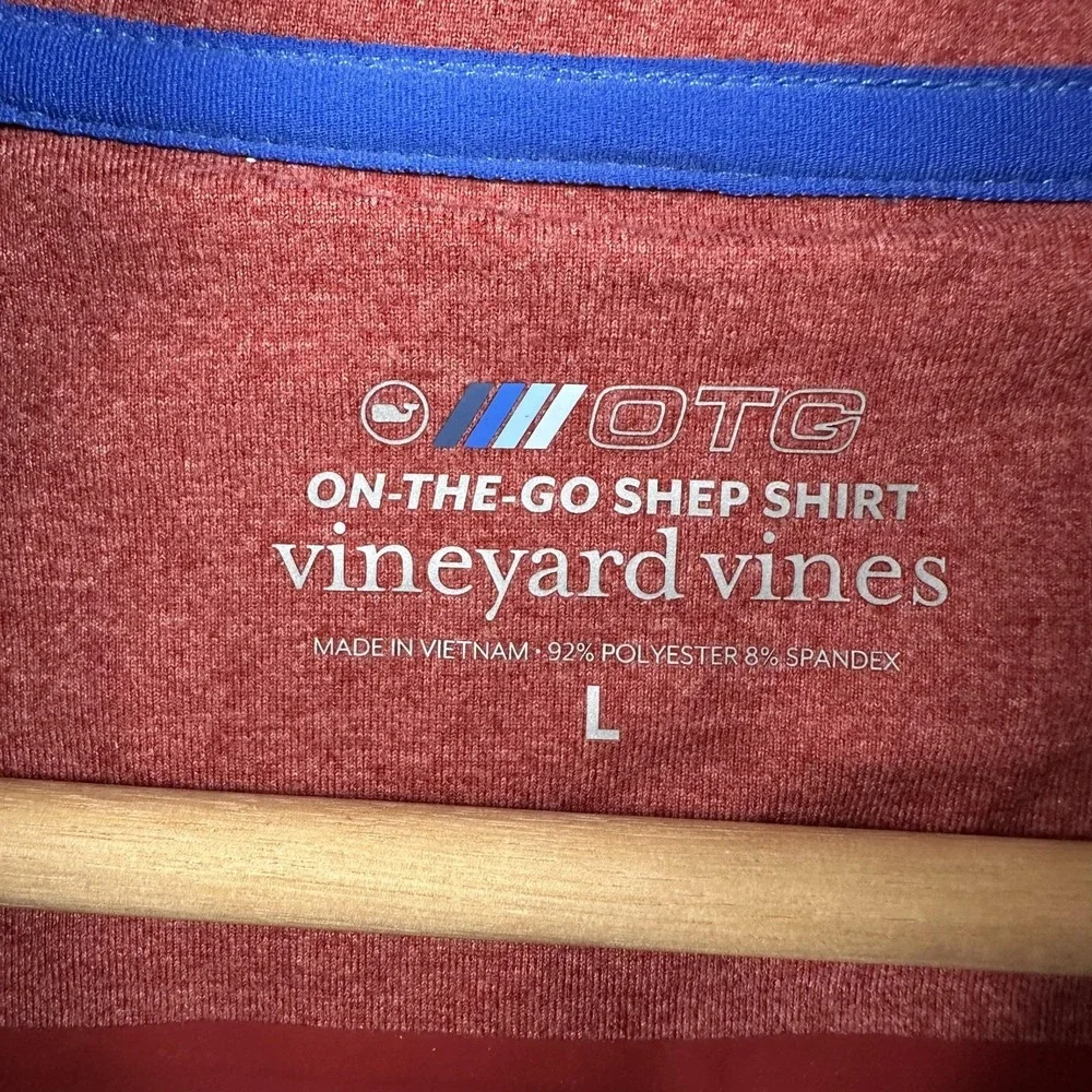 Vineyard Vines On-The-Go Shep Shirt Mens Large Red 1/4 Zip Nantucket Pullover